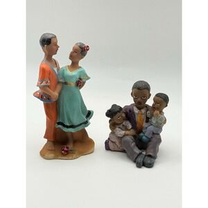 Lot of 2 Vintage K's Figurine African American Father‎ Children Love 4"